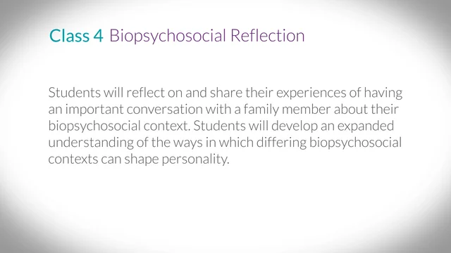 Prepare U Class 4: Biopsychosocial Reflection